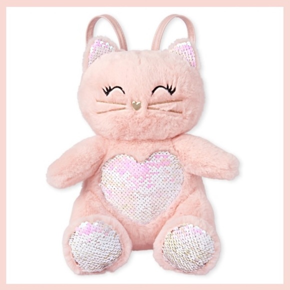 Plush Cat Mini Backpack Flip Sequin - Picture 1 of 3